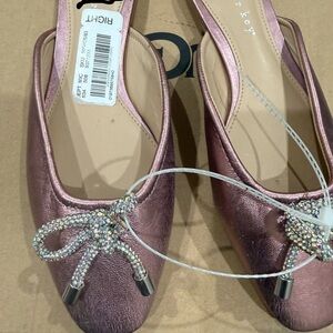 Apt. 9 Metallic Rose Ballet Slingback Flats with Crystal Bow
